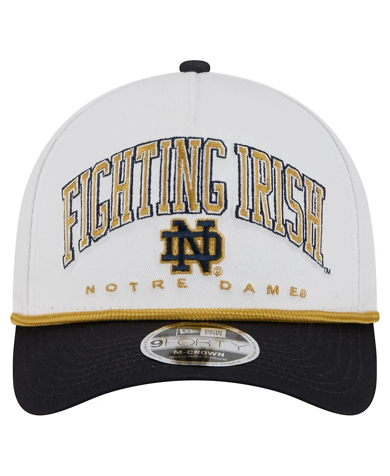 New Era Men's White/Navy Notre Dame Fighting Irish Arch Two-Tone Rope 9FORTY A-Frame M-Crown Adjustable Hat