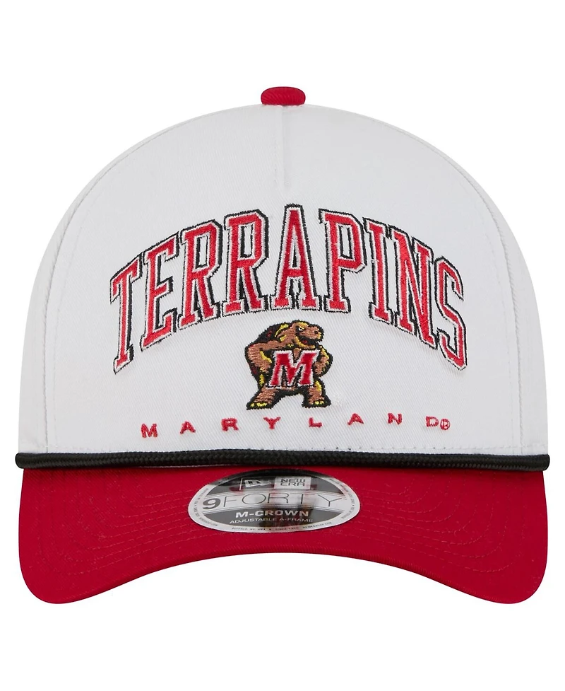 New Era Men's White/Red Maryland Terrapins Arch Two-Tone Rope 9FORTY A-Frame M-Crown Adjustable Hat