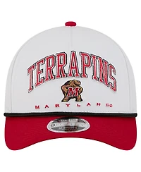 New Era Men's White/Red Maryland Terrapins Arch Two-Tone Rope 9FORTY A-Frame M-Crown Adjustable Hat