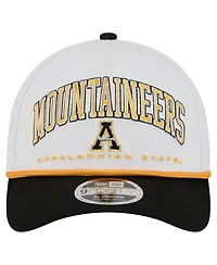 New Era Men's White/Black Appalachian State Mountaineers Arch Two-Tone Rope 9FORTY A-Frame M-Crown Adjustable Hat