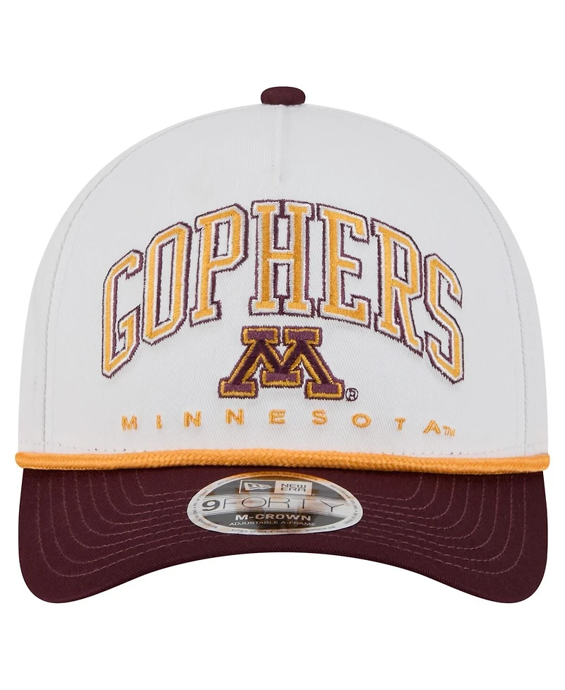 New Era Men's White/Maroon Minnesota Golden Gophers Arch Two-Tone Rope 9FORTY A-Frame M-Crown Adjustable Hat