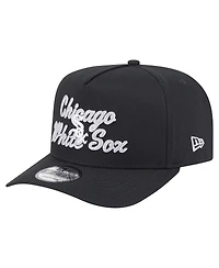New Era Men's Black Chicago White Sox Chainstitch 9FIFTY A-Frame Snapback Hat