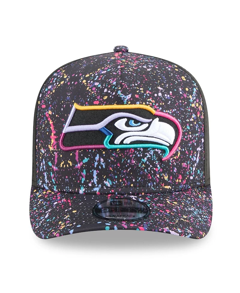 New Era Men's Black Seattle Seahawks 2025 Nfl Crucial Catch A-Frame 9FIFTY Snapback Hat