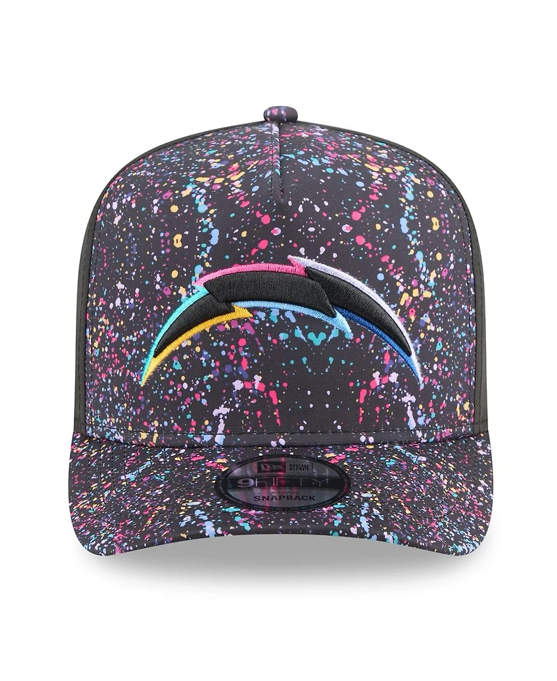 New Era Men's Black Los Angeles Chargers 2025 Nfl Crucial Catch A-Frame 9FIFTY Snapback Hat