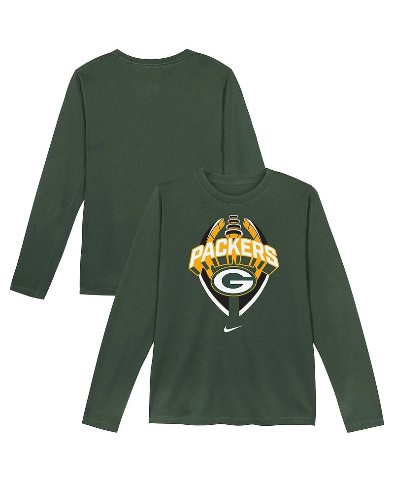 Nike Preschool Green Bay Packers Primetime Legend Icon Long Sleeve Performance T-Shirt