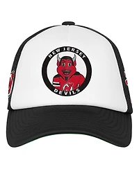 Mitchell & Ness Big Boys and Girls White New Jersey Devils Mascot Adjustable Trucker Hat