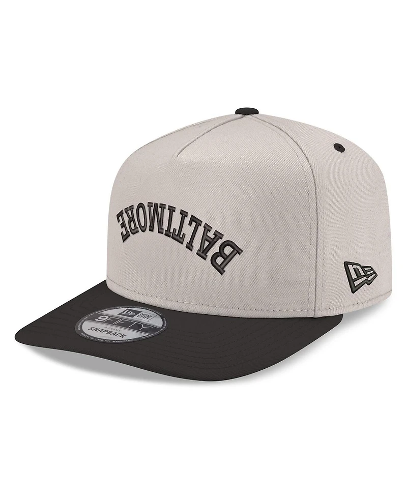 New Era Men's Cream/Black Baltimore Orioles Upside Down City Name A-Frame 9FIFTY Snapback Hat