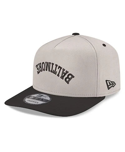 New Era Men's Cream/Black Baltimore Orioles Upside Down City Name A-Frame 9FIFTY Snapback Hat