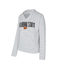 Concepts Sport Men's White/Gray Oklahoma State Cowboys French Terry Striped V-Neck Pullover Hoodie