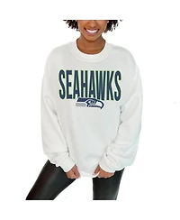 Gameday Couture Women's White Seattle Seahawks Just Go With It Oversized Long Sleeve Crewneck Sweatshirt