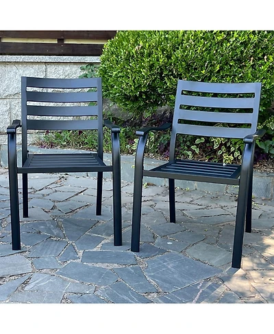 Streamdale Furniture Iron Terrace Dining Chairs - Set of 2, Black Metal Outdoor Chairs