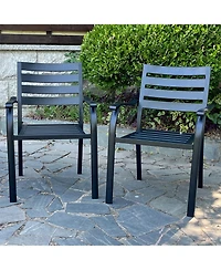 Streamdale Furniture Iron Terrace Dining Chairs - Set of 2, Black Metal Outdoor Chairs