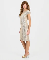 Connected Women's Sequin Cutout Cap Sleeve Sheath Dress