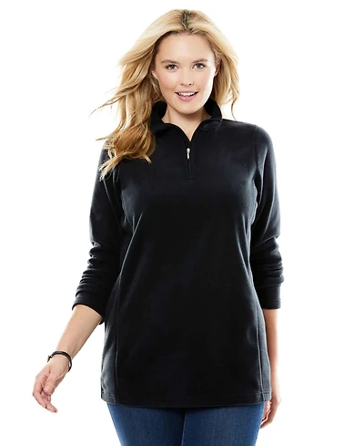 Woman Within Women's Microfleece Quarter-Zip Pullover