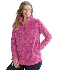 Woman Within Women's Microfleece Quarter-Zip Pullover