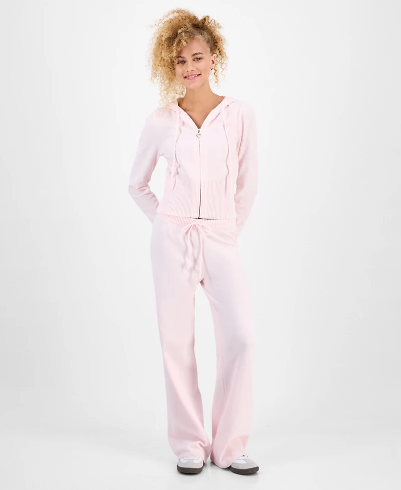Hippie Rose Juniors' Chenille Wide-Leg Knit Pants