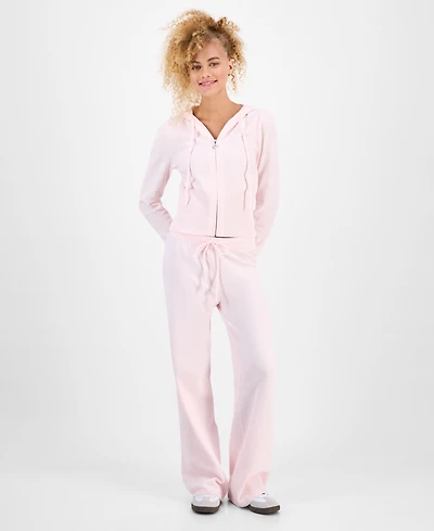 Hippie Rose Juniors' Chenille Wide-Leg Knit Pants
