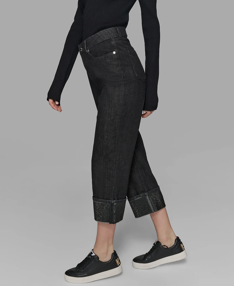 Karl Lagerfeld Paris Women's Crystal Cuff Jeans