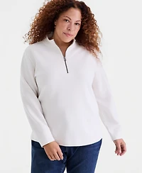 Style & Co Plus Corded Knit Mock Neck Sweatshirt, Macy's Exclusive