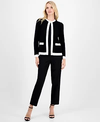 Kasper Petite Kiss-Front Waffle-Knit Jacket