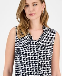Kasper Women's Printed Knot-Neck Sleeveless Top
