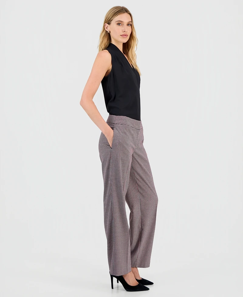 Kasper Women's Houndstooth Wide-Leg Pants