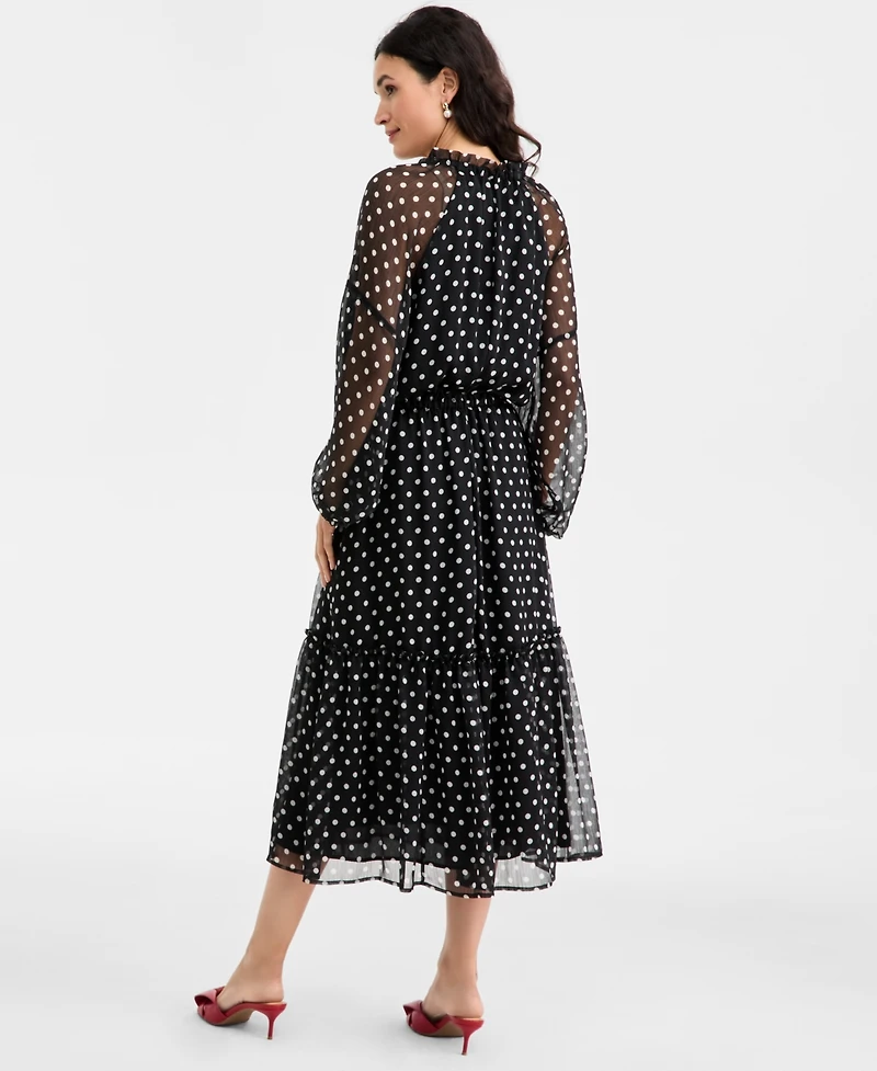 On 34th Women's Polka Dot Blouson-Sleeve Maxi Dress, Macy's Exclusive
