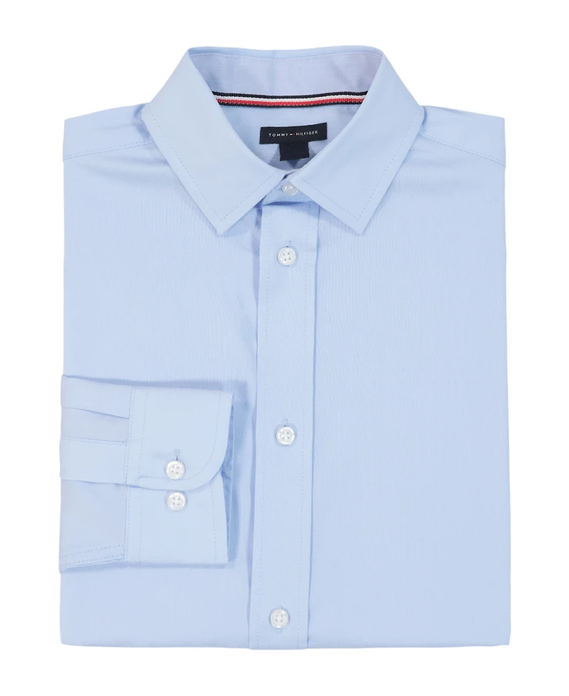 Tommy Hilfiger Big Boys Long Sleeve Stretch Solid Twill Shirt