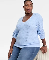 I.n.c. International Concepts Plus Embellished V-Neck Sweater, Macy's Exclusive