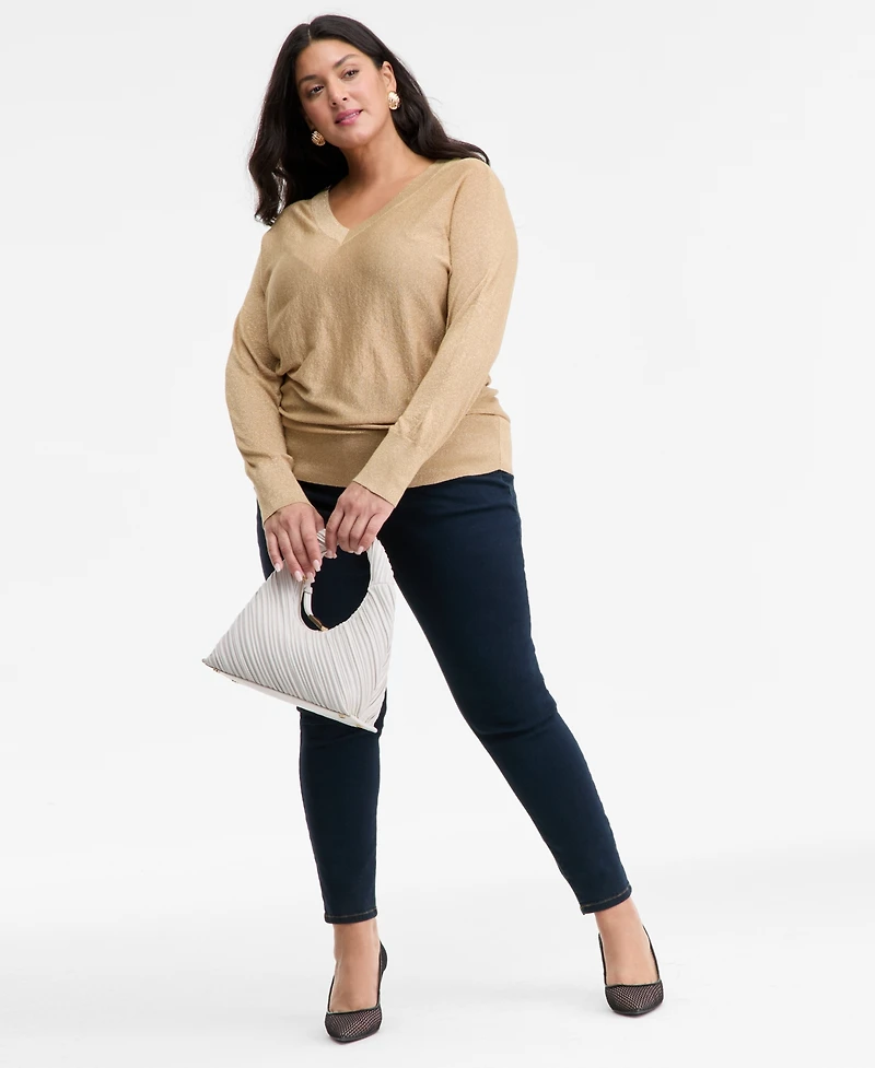 I.n.c. International Concepts Plus V-Neck Dolman-Sleeve Sweater, Macy's Exclusive