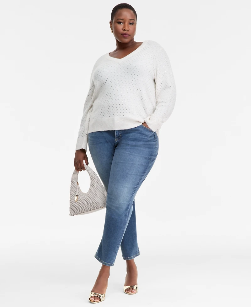 I.n.c. International Concepts Plus Slim Tech Rolled-Cuff Boyfriend Jeans, Created for Macy's