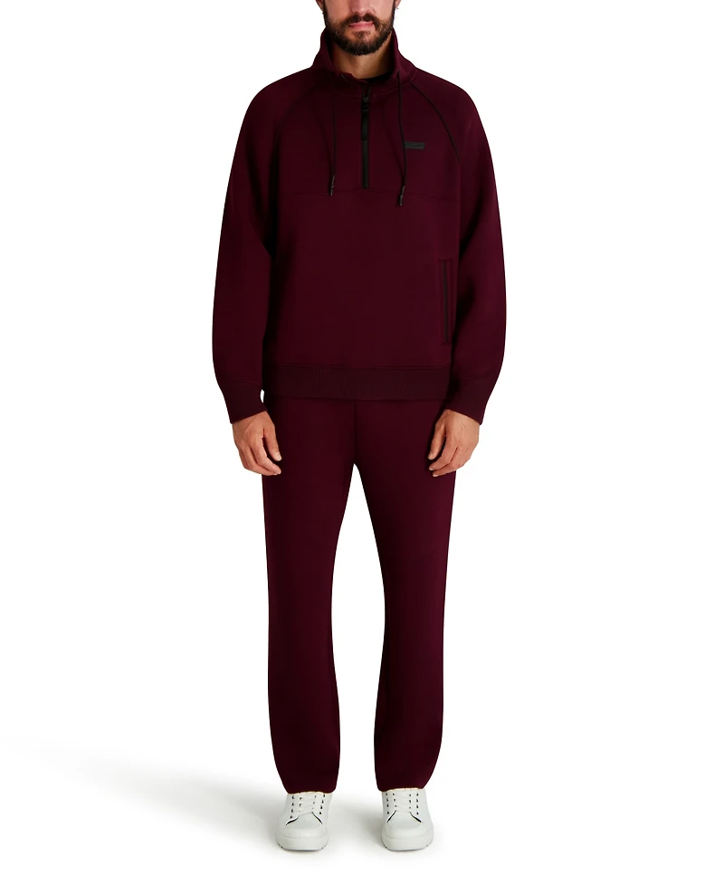 Karl Lagerfeld Paris Men's Stand Collar Half-Zip Sweatshirt