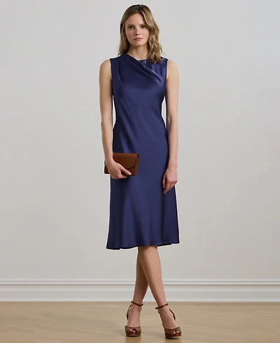 Lauren Ralph LaurenPleated Satin Charmeuse Cocktail Dress