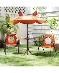 Kids Picnic Table & Chair Set with 2 Folding Chairs Height Adjustable Umbrella