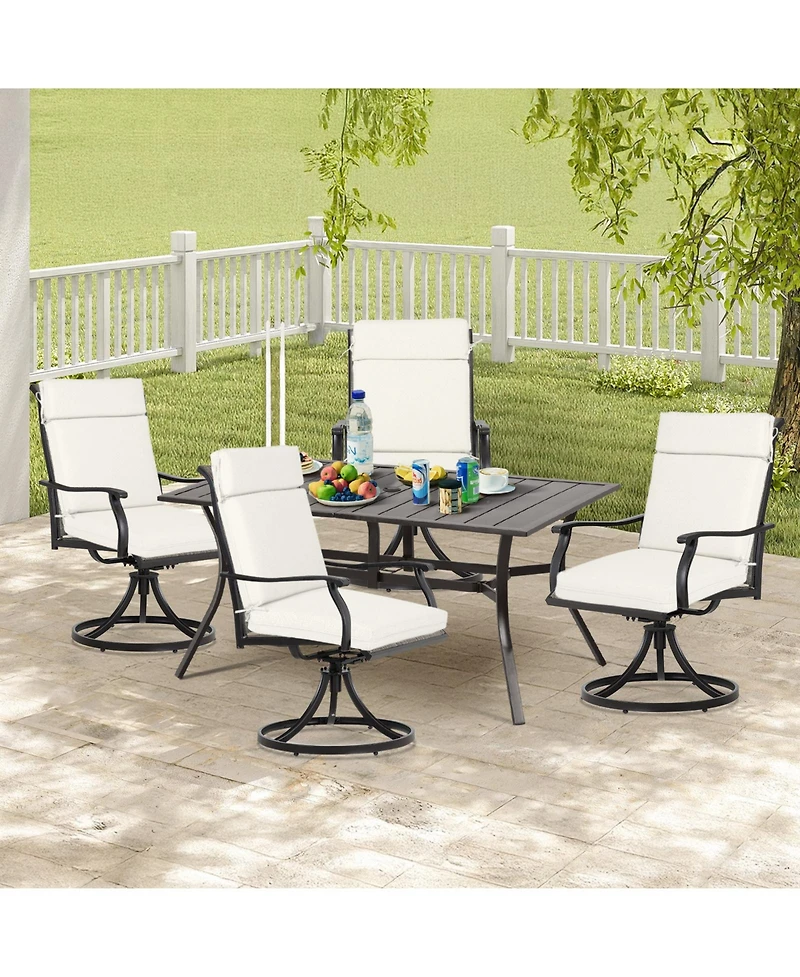 Aoodor Outdoor Dining Chair cushion Set, 37"x20"x2.8" High back with Ties and Zipper, Set of 2