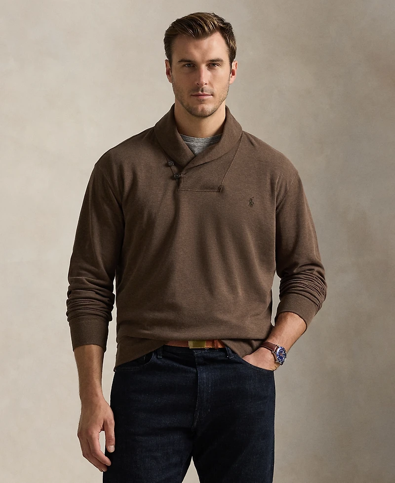 Polo Ralph Lauren Men's Big & Tall Luxury Jersey Shawl-Collar Pullover Sweater