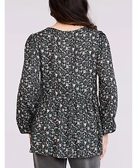 Motherhood Maternity Women's Long Sleeve Empire Waist Keyhole Woven Blouse