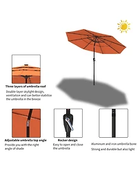 Clihome 3-Tier Patio Umbrella with Led Lights 11ft Outdoor Table Large Pool For Deck, Pool, Garden,
