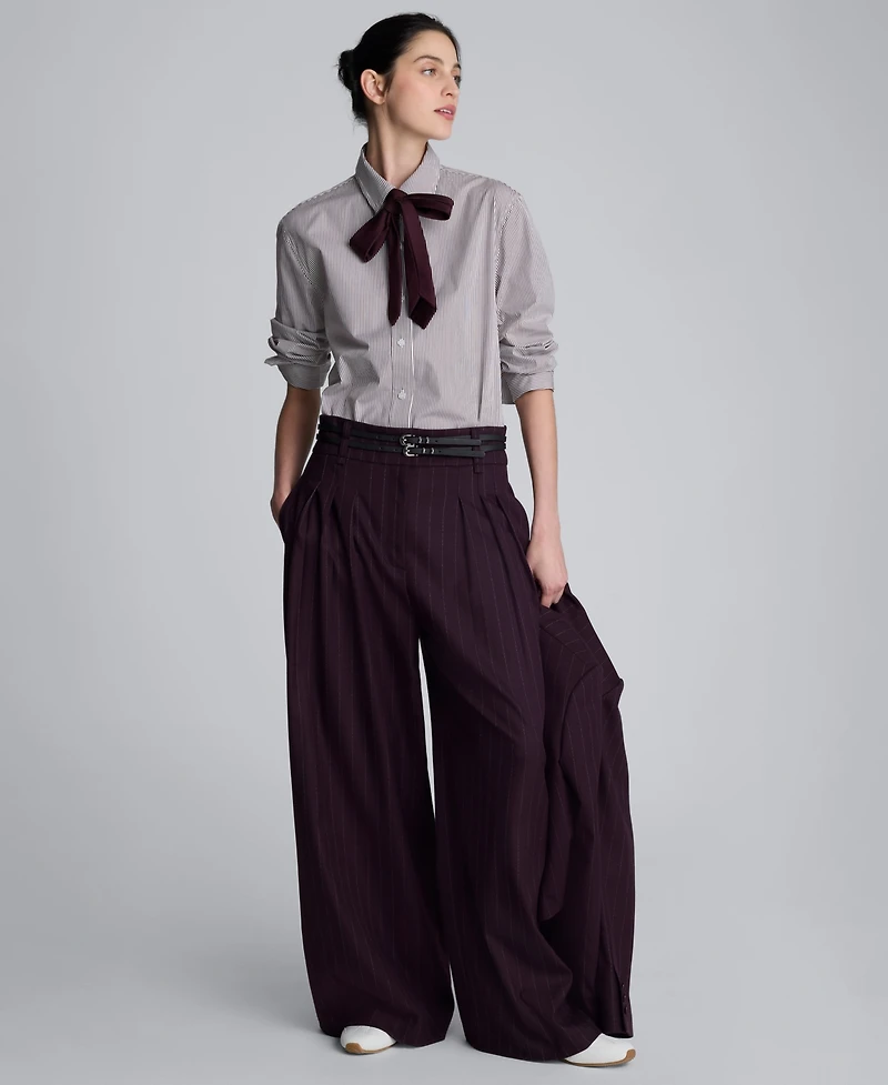Kenneth Cole Women's Pinstripe High Rise Wide Leg Pants