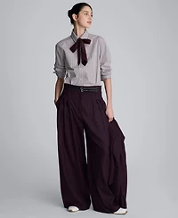 Kenneth Cole Women's Pinstripe High Rise Wide Leg Pants