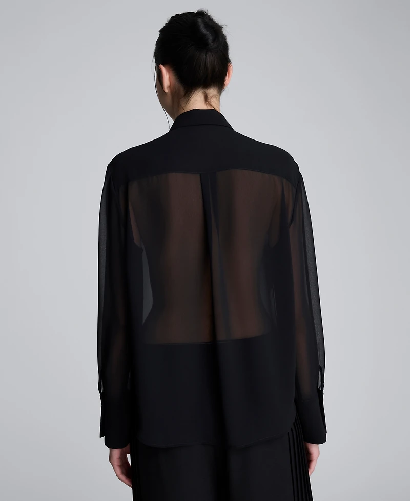Kenneth Cole Women's Pleated Long Sleeve Top