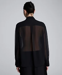 Kenneth Cole Women's Pleated Long Sleeve Top