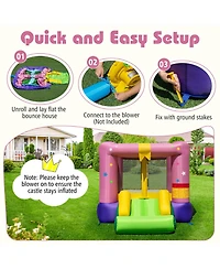 Gymax Inflatable Bounce House Bouncy Castle w/Slide & Basketball Rim Blower Excluded