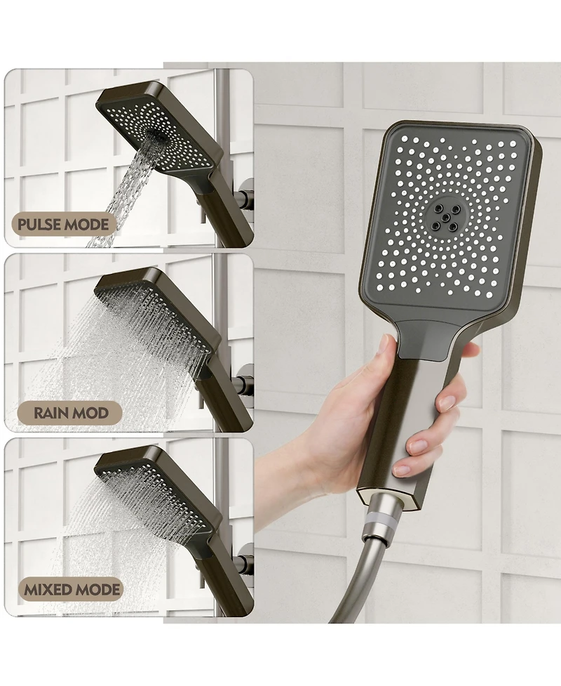 Smart Shower Faucet Set with Digital Display ,Thermostatic Piano Key Shower Combo Set with Rain Shower Head