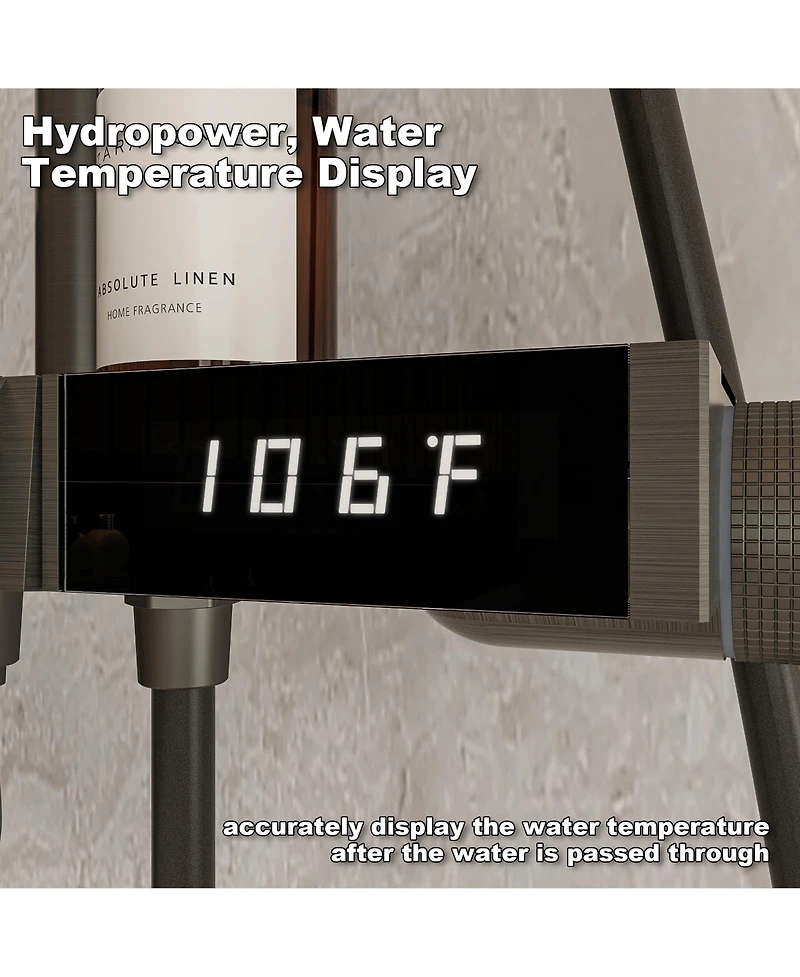 Smart Temperature Display Thermostatic Shower System Shower Combo Set with Tub Spout, Hand Shower, Bidet Sprayer