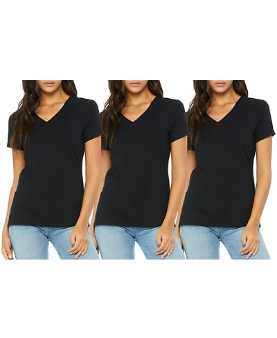 Blue Ice Women's Loose Fitting Short Sleeve V-Neck Tee- 3 Pack