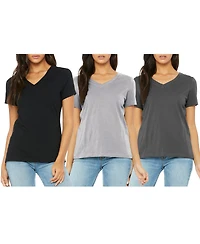 Blue Ice Women's Loose Fitting Short Sleeve V-Neck Tee- 3 Pack