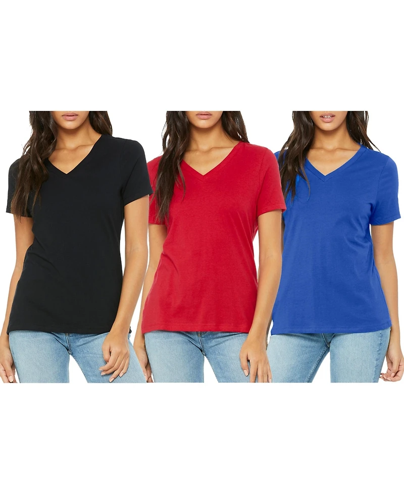 Blue Ice Women's Loose Fitting Short Sleeve V-Neck Tee- 3 Pack