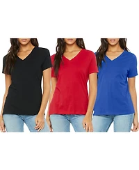 Blue Ice Women's Loose Fitting Short Sleeve V-Neck Tee- 3 Pack
