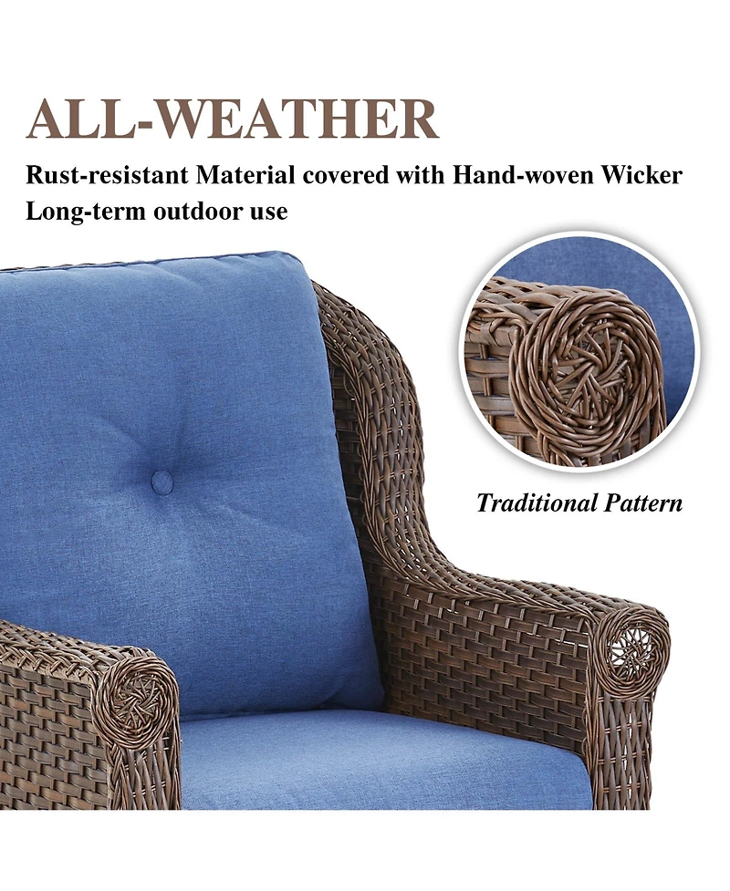 Gymojoy ChrysArm Wicker Patio 2-Piece Swivel Chairs Outdoor Rocking Chair with Thick Deep CushionGuard Olefin Cushion